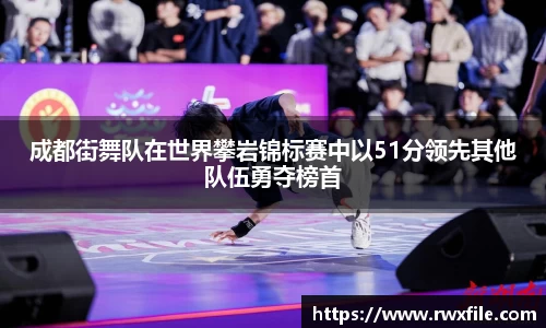 成都街舞队在世界攀岩锦标赛中以51分领先其他队伍勇夺榜首